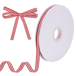 Красный Полиэфирная полосатая лента, для пошива одежды из ткани аксессуары, красные, 3/8 дюйм (10 мм), около 49.21 ярдов (45 м) / рулон