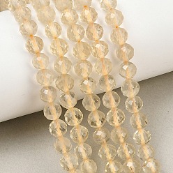 Lemon Quartz Natural Lemon Quartz(Heated) Beads Strands, Round, Faceted, 6~6.5mm, Hole: 0.8mm, about 61~64pcs/strand, 14.57~15.35''(37~39cm)