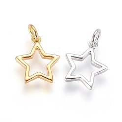 (52) Непрозрачная лаванда Латунь прелести, с целью перехода в кольце, звезда, разноцветные, 14x12x2 мм, отверстие : 3 мм