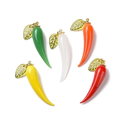 (52) Непрозрачная лаванда Большие подвески, лэмпворк, ручная работа , с латунной фурнитурой и акриловой фурнитурой, перец чили и лист, разноцветные, 58.5x12 мм, Перейти кольцо: 6x1 мм, 4 мм внутренним диаметром