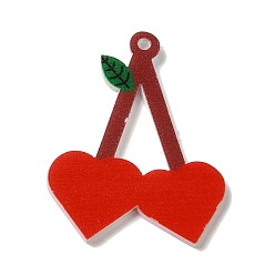 Вишня Непрозрачные подвески смолы, мультфильм прелести, красные, вишня, 39.5x35x2 мм, отверстие : 2 мм