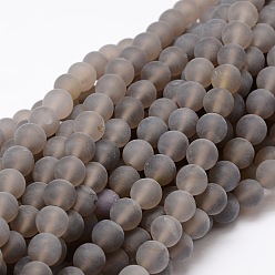 Темно-Серый Окрашенная матовое естественный агата круглые бусины пряди, темно-серый, 8 мм, отверстие : 1 мм, около 48 шт / нитка, 14.9 дюйм