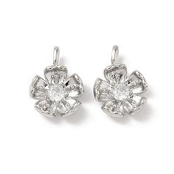 Платина Латунные микро проложить кубического циркония подвески, , платина, 17.5x13x5 мм, отверстие : 3x1.5 мм