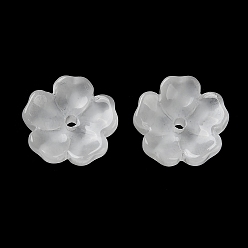 Белый Колпачок из окрашенных и нагретых стеклянных бусин с градиентным цветом, 5-лепестков цветка, с блеском порошок, белые, 13x14x5 мм, отверстие : 1.6 мм