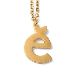 Letter E 304 подвесные из нержавеющей стали ожерелья, буквы, Письмо E, 15.75 дюйм (40 см), Кулон : 19x12x1.5 мм