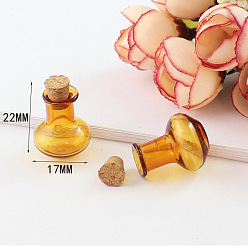 Vase Miniature Glass Bottles, with Cork Stoppers, Empty Wishing Bottles, for Dollhouse Accessories, Jewelry Making, Vase Pattern, 22x17mm