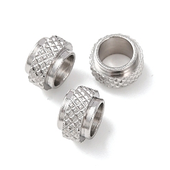 Нержавеющая Сталь Цвет Устойчивые к потускнению 201 европейские бусины из нержавеющей стали, бусины с большим отверстием, рондель, цвет нержавеющей стали, 7x5 мм, отверстие : 4.5 мм