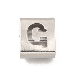 Letter G Стиль письма 304 квадратные слайды из нержавеющей стали, Буква G, 9x8x4 мм, отверстие : 3.5x8.5 мм