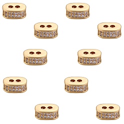 Real 18K Gold Plated 10Pcs Brass Clear Cubic Zirconia Multi-Strand Links, Nickel Free, Oval, Real 18K Gold Plated, 8x5.5x3.5mm, Hole: 1.4mm
