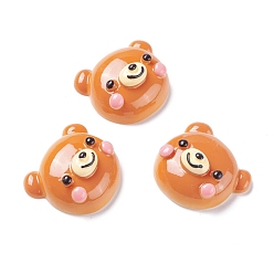 Dark Orange Resin Decoden Cabochons, Bear Bread, Dark Orange, 27x29.5x15mm
