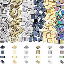 (52) Непрозрачная лаванда 360шт 12 стиль непрозрачные стеклянные бусины, металлических цветов, 2-луночное, прямоугольные, разноцветные, 4.5~5.5x2~5.5x2~2.5 мм, отверстие : 0.5~0.8 мм