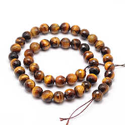 Tiger Eye Natural Tiger Eye Beads Strands, Faceted Round, Grade AB+, 6mm, Hole: 1mm, about 62pcs/strand, 15.5 inch