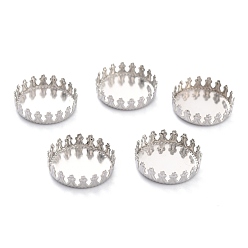 Нержавеющая Сталь Цвет Не тускнеет 304 оправы из нержавеющей стали, кружева края ободок чашки, плоско-круглые, цвет нержавеющей стали, 16x4 мм лоток: 15 мм