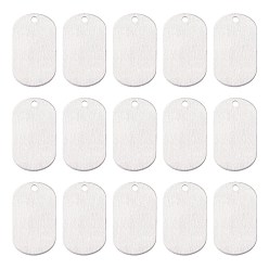 Platinum Aluminium Pendants, Stamping Blank Tag, Custom Engraving Name Plate, Business Card Blanks, Rectangle, Platinum, 37x22.5x1.5mm, Hole: 2.5mm, 30pcs/box