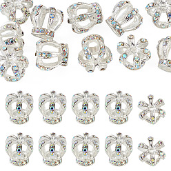 Серебро 10шт. сплава стразов бусины, корона, серебряные, 13.5x15.5 мм, отверстие : 6.5 мм