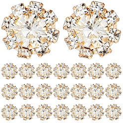 Light Gold 40 Кабошоны из сплава со стразами и кристаллами, цветок, золотой свет, 12x5 мм