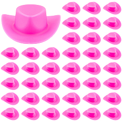 Pink Пластиковая миниатюрная ковбойская шляпа, для аксессуаров украсить куклу, розовые, 54.5~55x46.5x16.5~17 мм, внутренний диаметр: 24x26 мм
