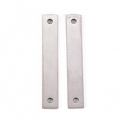 Stainless Steel Color Non-Tarnish 201 Stainless Steel Links Connectors, Laser Cut, Rectangle, Stainless Steel Color, 38x6x1mm, Hole: 2mm