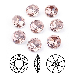 Vintage Rose Pointed Back & Back Plated K9 Glass Rhinestone Cabochons, Grade A, Faceted, Flat Round, Vintage Rose, 10x5mm