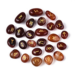 Red Agate 25шт. натуральный красный агат, рунический камень, Набор гравированных кристаллов старшего футарка для колдовства и гадания, 12~32x10~21x5~18 мм