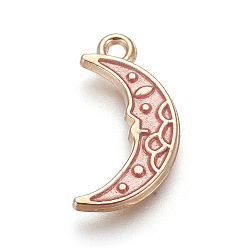Легкий Лосось Подвески из эмали и сплава, луна, золотой свет, светлый померанцевый, 17.5x9x2 мм, отверстие : 1.5 мм
