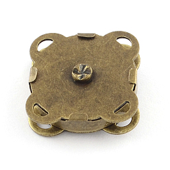 Antique Bronze Iron Purse Snap Clasps, Closure for Purse Handbag, Antique Bronze, 15x15x6.5mm, Hole: 2x1mm