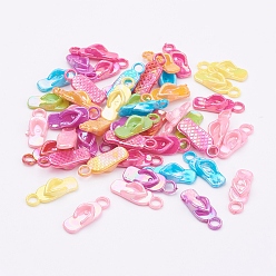 (52) Непрозрачная лаванда Непрозрачный цвета AB акрил вьетнамки подвески, разноцветные, 22x8x4 мм, Отверстие : 3 мм , около 1680 шт / 500 г