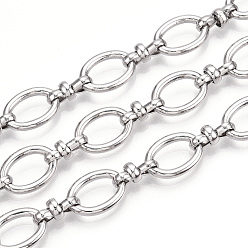 Платина Железные овальные звенья, пайки, с катушкой, платина, 14x10x2 мм, около 32.81 футов (10 м) / рулон