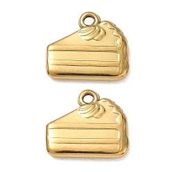 Real 18K Gold Plated 304 Stainless Steel Pendants, Cacke Charms, Ion Plating(IP), Real 18K Gold Plated, 16x17x3mm, Hole: 2mm