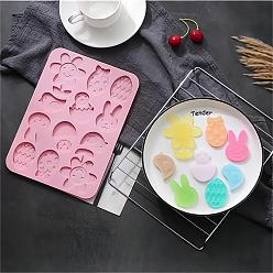 Pink Farm Theme Food Grade Silicone Molds, Baking Molds, for Chocolate, Candy, Biscuits Molds, Pink, 234x166x7.5mm