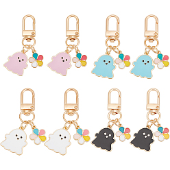 (52) Непрозрачная лаванда 8 шт 4 цвета Хэллоуин призрак красочный цветок сплав эмаль подвеска украшения, для брелка для наушников сумка подарок кулон украшение, разноцветные, 60 мм, 2 шт / цвет