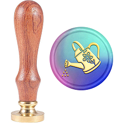 Цветок Набор сургучной печати, печать сургучом твердой латунной головки, деревянная ручка ретро латунный штамп комплект съемный, для конвертов приглашений, подарочная карта, цветочным узором, 83x22 мм