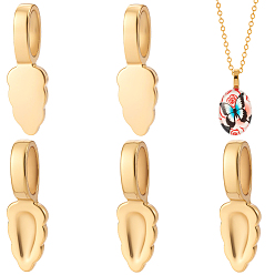 Golden 6Pcs 304 Stainless Steel Glue-on Flat Pad Pendant Bails, Golden, 23x7.5x1.5mm, Hole: 3.5x7.5mm, Tray: 3x7mm