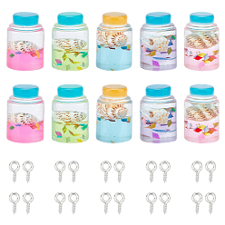 (52) Непрозрачная лаванда Наборы для изготовления кулонов из бутылок, Включите аксессуары для ювелирных изделий из пластиковых бутылок, железный винт с проушиной, разноцветные, 21.4~22x14 мм, 30 шт / коробка