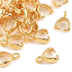 Real 18K Gold Plated SHEGRACE Brass Ice Pick Pinch Bail, Cadmium Free & Nickel Free & Lead Free, Real 18K Gold Plated, 9x6x3mm, Hole: 1.6mm