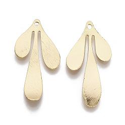 Настоящее золото 18K Латунные подвески, слеза, без никеля , реальный 18 k позолоченный, 35.5x17x2.5 мм, отверстие : 1.6 мм