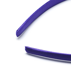 Indigo Plain Plastic Hair Band Findings, No Teeth, Covered with Cloth, Indigo, 120mm, 9.5mm