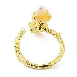 Настоящее золото 14K Открытое кольцо-манжета из натурального жемчуга, латунное кольцо на палец, реальный 14 k позолоченный, размер США 5 3/4 (16.3 мм)