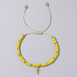 Желтый Браслеты из стеклянных бусин в богемном стиле для женщин, крестик, желтые