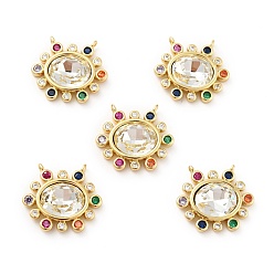 Прозрачный Латуни циркония кубической подвески, овальный шарм, граненые, без кадмия, без никеля и без свинца, реальный 18 k позолоченный, прозрачные, 16.5x18x4.5 мм, отверстие : 1 мм