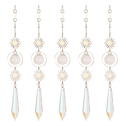 Золотой Ab цветной хрустальный конус большие подвесные украшения, подвесные ловцы солнца, с латунными солнечными подвесками, для украшения дома, золотые, 355 мм, отверстие : 10 мм