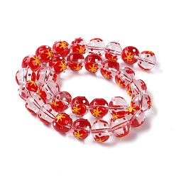 Bag Chinese Style Transparent Glass Enamel Beads Strands, Hand Painted Beads, Round with Pattern, Bag, 12~13x11.5mm, Hole: 1.6mm, about 30pcs/strand, 13.58 inch(34.5cm)