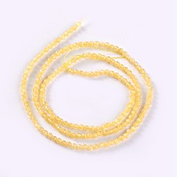 Gold Glass Beads Strands, Faceted, Round, Gold, 2x2mm, Hole: 0.4mm, about 193~197pcs/strand, 14.17 inch~15.51 inch(36~39.4cm)
