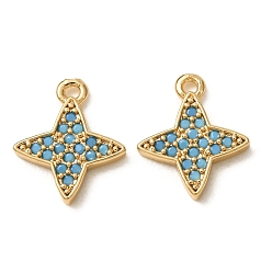 Real 18K Gold Plated Synthetic Turquoise Pendants, Brass Hexagram Charms, Nickel Free, Real 18K Gold Plated, 12x10.5x1.5mm, Hole: 1mm