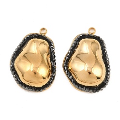 Самородки 304 подвески из нержавеющей стали, с глиной горный хрусталь, золотые, самородки прелести, 21x15x6 мм, отверстие : 1.5 мм