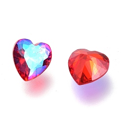 Light Siam SI Кубического циркония указал назад кабошоны, граненое сердце, свет Сиам Си, 6x6x3 мм