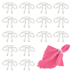 Белый 8 шт. кольца для салфеток с бантом и искусственным жемчугом из акрила, держатель для салфеток, белые, 52x53 мм