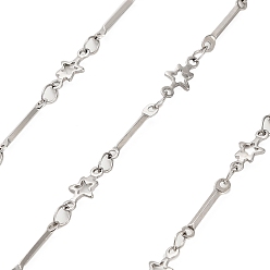 Нержавеющая Сталь Цвет 304 цепи из нержавеющей стали панель ссылок, звезда, пайки, с катушкой, цвет нержавеющей стали, 9.5x4.5x0.7 мм