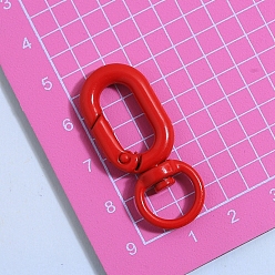 Rouge Fermoirs pivotants en alliage peint à la bombe,  crochet mousqueton, ovale, rouge, 50x16mm