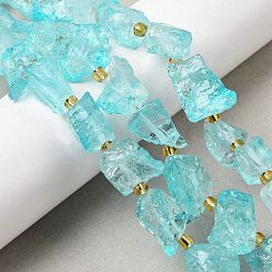 Голубой Сырой грубый натуральный кристалл кварца, окрашенные, с бисером, самородки, голубой, 8~18x9~15x8~11 мм, отверстие : 1.5~2 мм, около 12~13 шт / нитка, 7.48''~7.68'' (19~19.5 см)